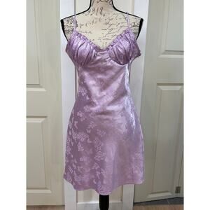 L. A. Hearts Lavender Purple Y2K Satin Butterfly Coquette Slip Dress Large